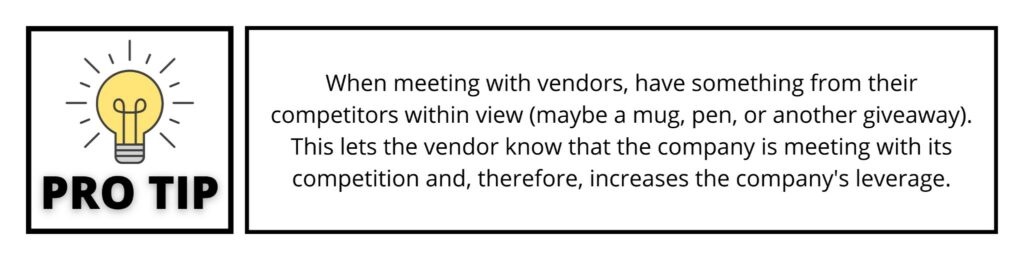 For onsite meetings with vendors