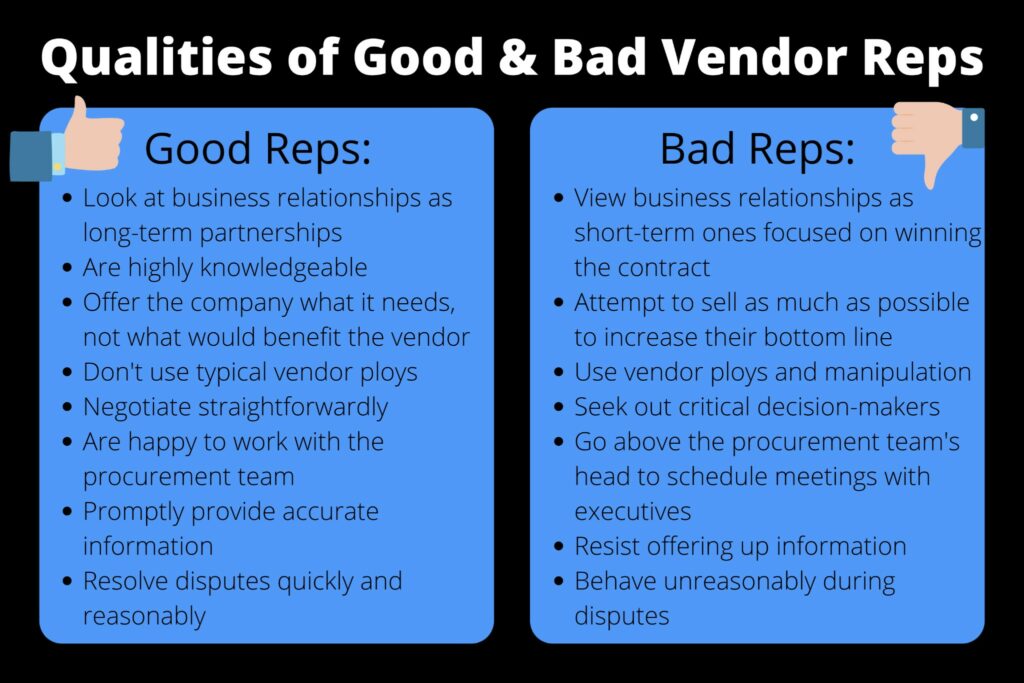 Good Vendor Reps Vs. Bad Vendor Reps